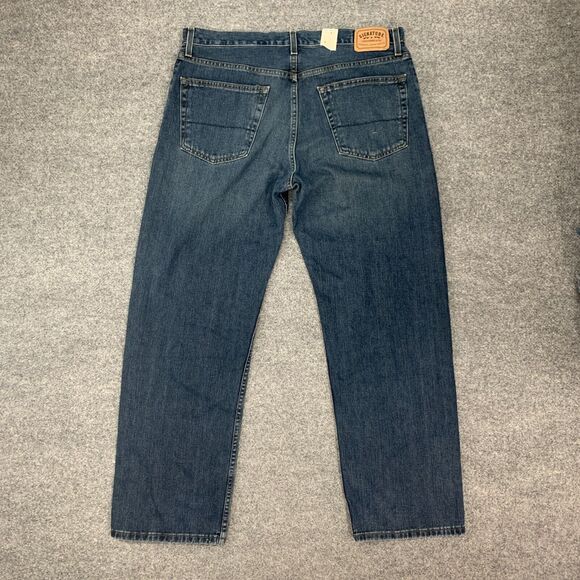 Levis Signature Jeans Mens 38x32 Blue Straight Leg Cotton Denim Dark Wash 2008 - Picture 9 of 13
